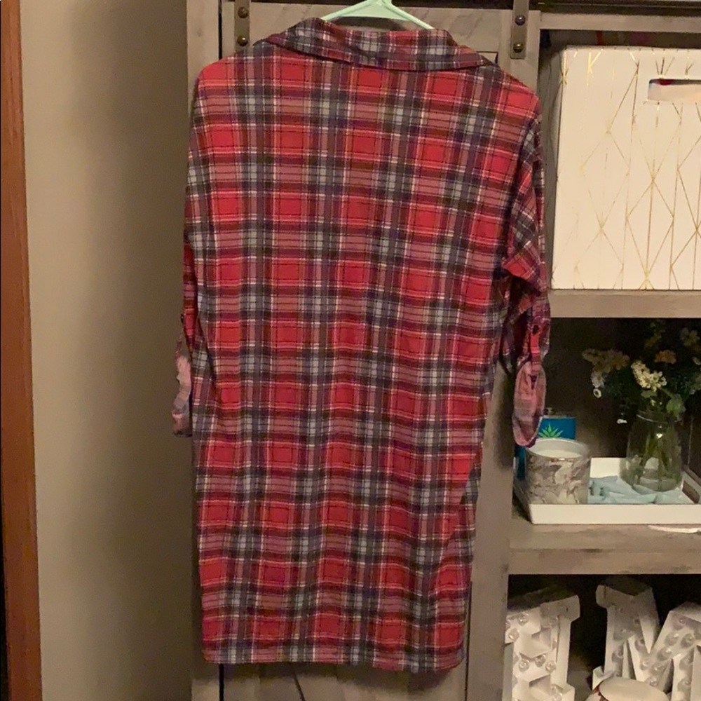 Red Flannel button down top - Picture 2 of 2